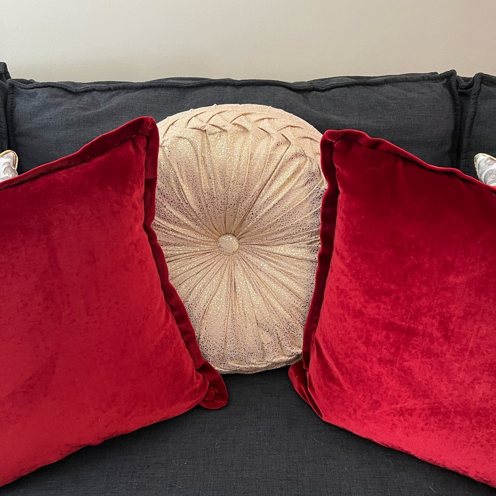 Red Velvet Throw Pillows,goose down - Picture 4 of 5